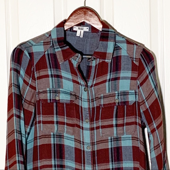 Paige Plaid Flannel Button Down Size Small - Picture 2 of 8